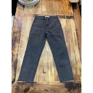 Carly Jean Los Angeles Black Raw Hem Straight Leg Denim Jeans Size 5